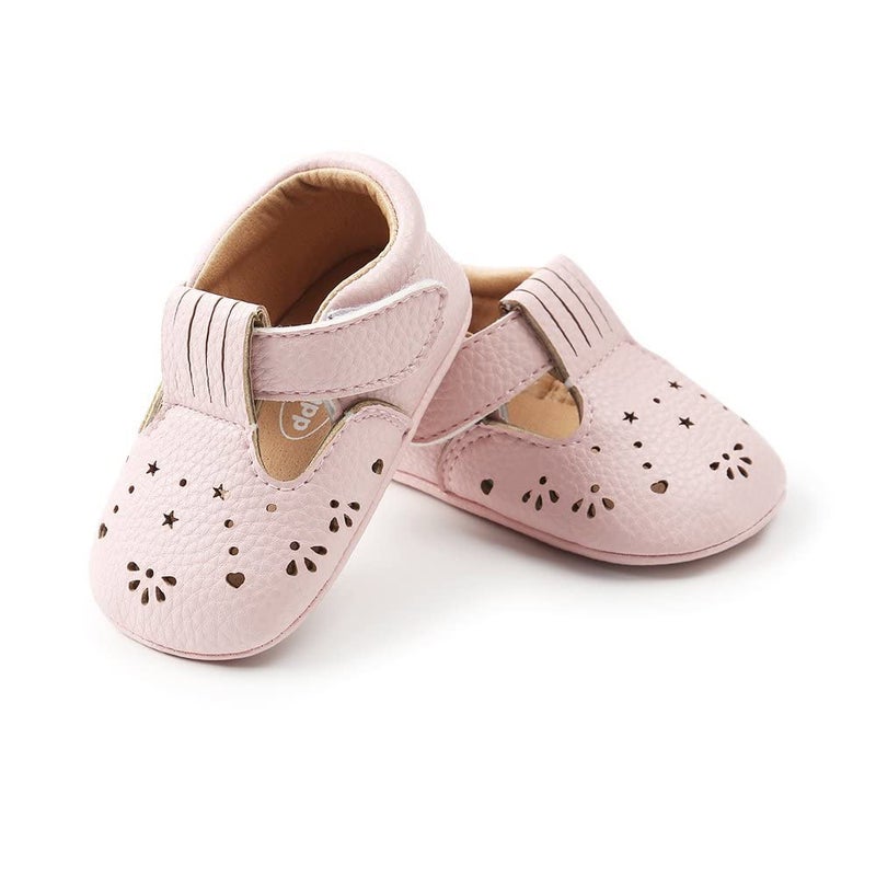 Estamico Baby Girls Summer Sandals No-Slip Rubber Sole Mary Jane Flat Sneakers Pink, 12-18 Months - Image 3
